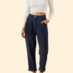 Women's Wide-Leg Corduroy Trousers – Blue