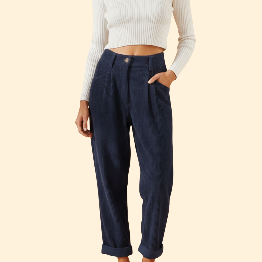 Women's Wide-Leg Corduroy Trousers – Blue