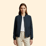 Men's Classic Bomber Jacket with Ribbed Cuffs – Dark Blue