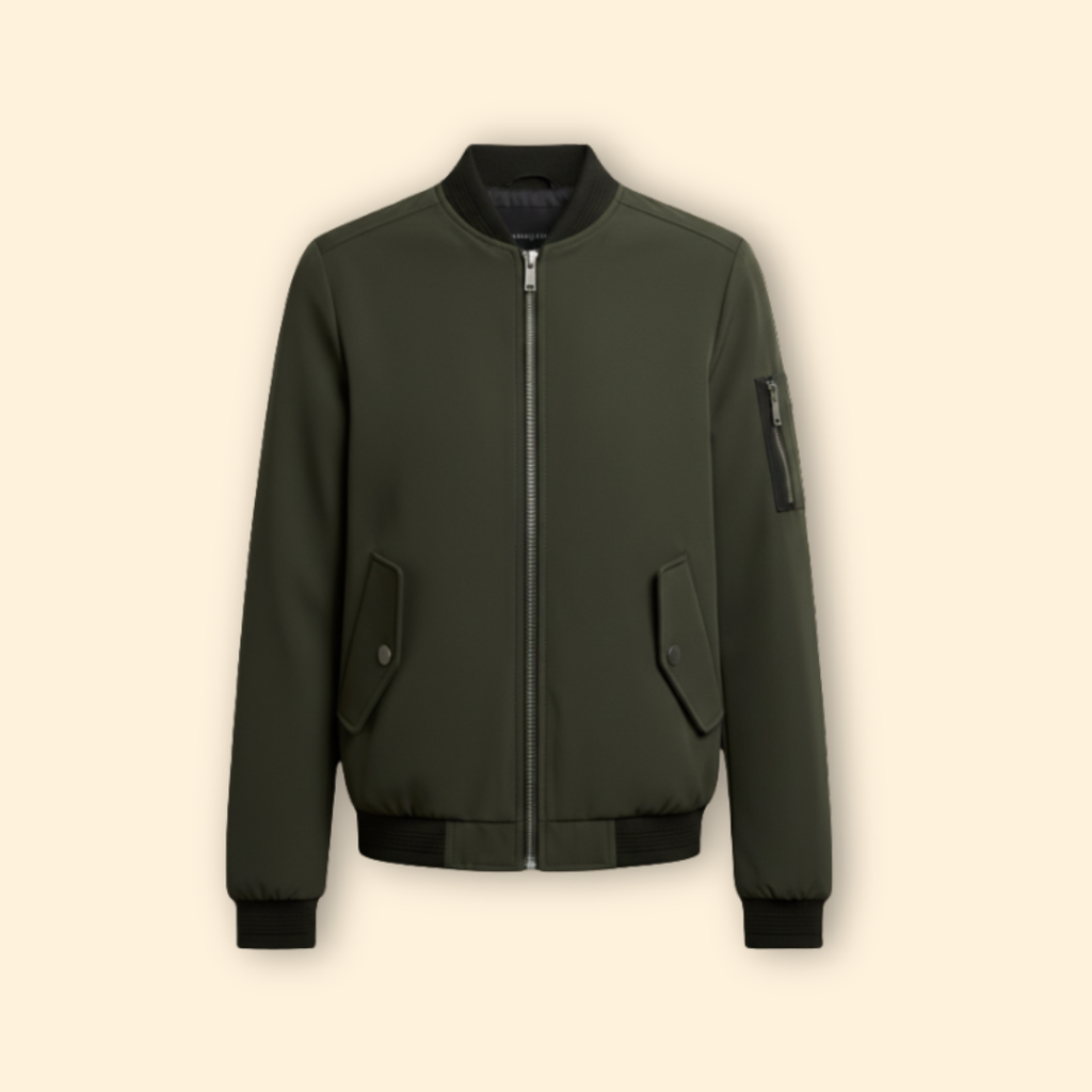 Men's Classic Bomber Jacket with Ribbed Cuffs