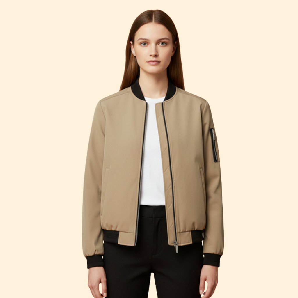 Men's Classic Bomber Jacket with Ribbed Cuffs – Khaki