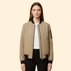 Men's Classic Bomber Jacket with Ribbed Cuffs – Khaki