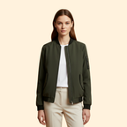 Men's Classic Bomber Jacket with Ribbed Cuffs – Army Green