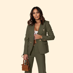 Women's Tailored Blazer & Straight-Leg Trouser Suit – Green