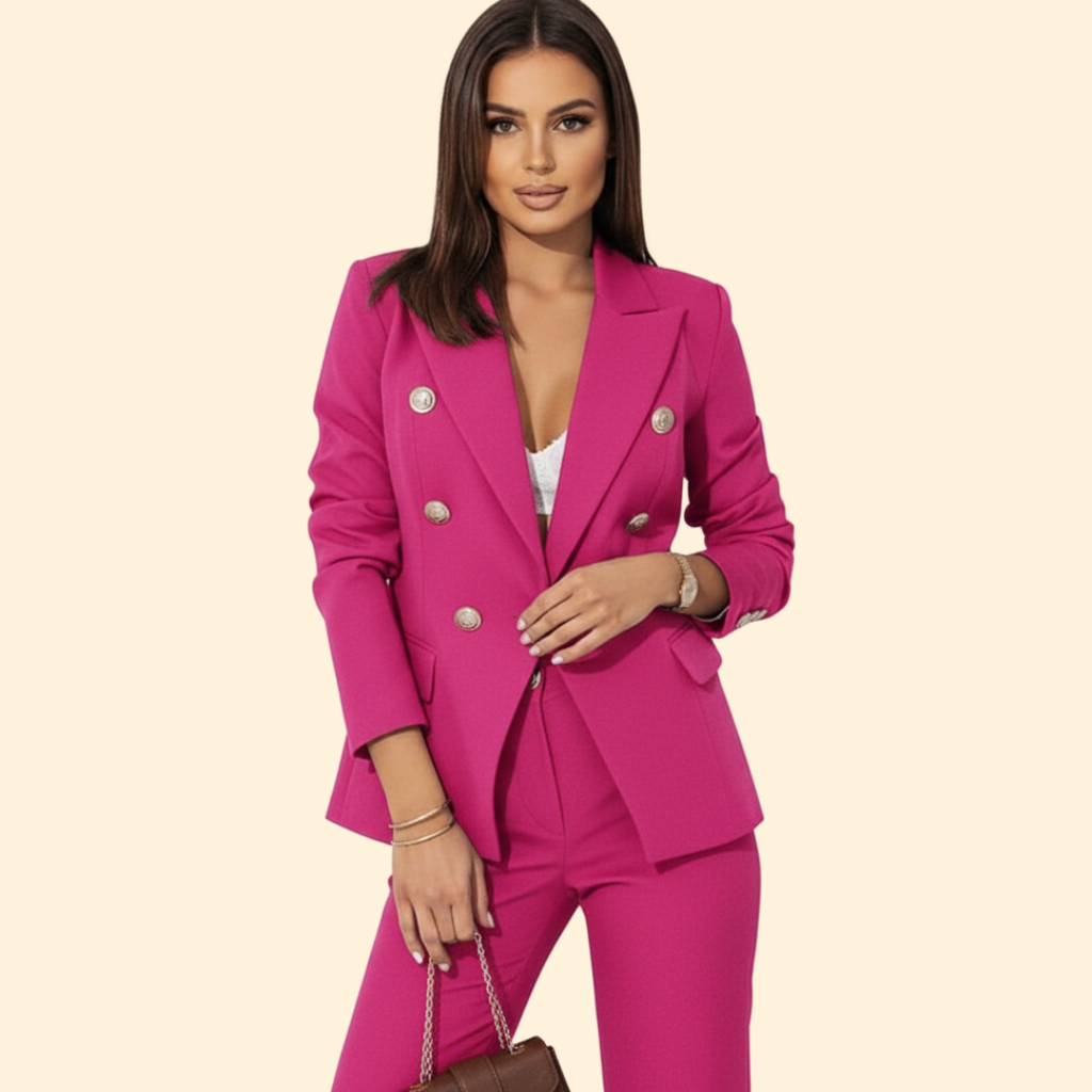 Women's Tailored Blazer & Straight-Leg Trouser Suit – Pink