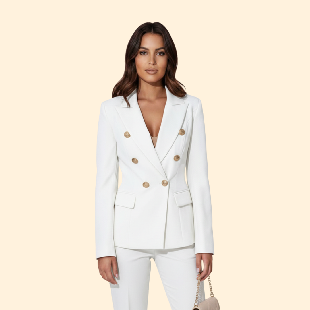 Women's Tailored Blazer & Straight-Leg Trouser Suit – White