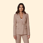 Women's Tailored Blazer & Straight-Leg Trouser Suit – Beige