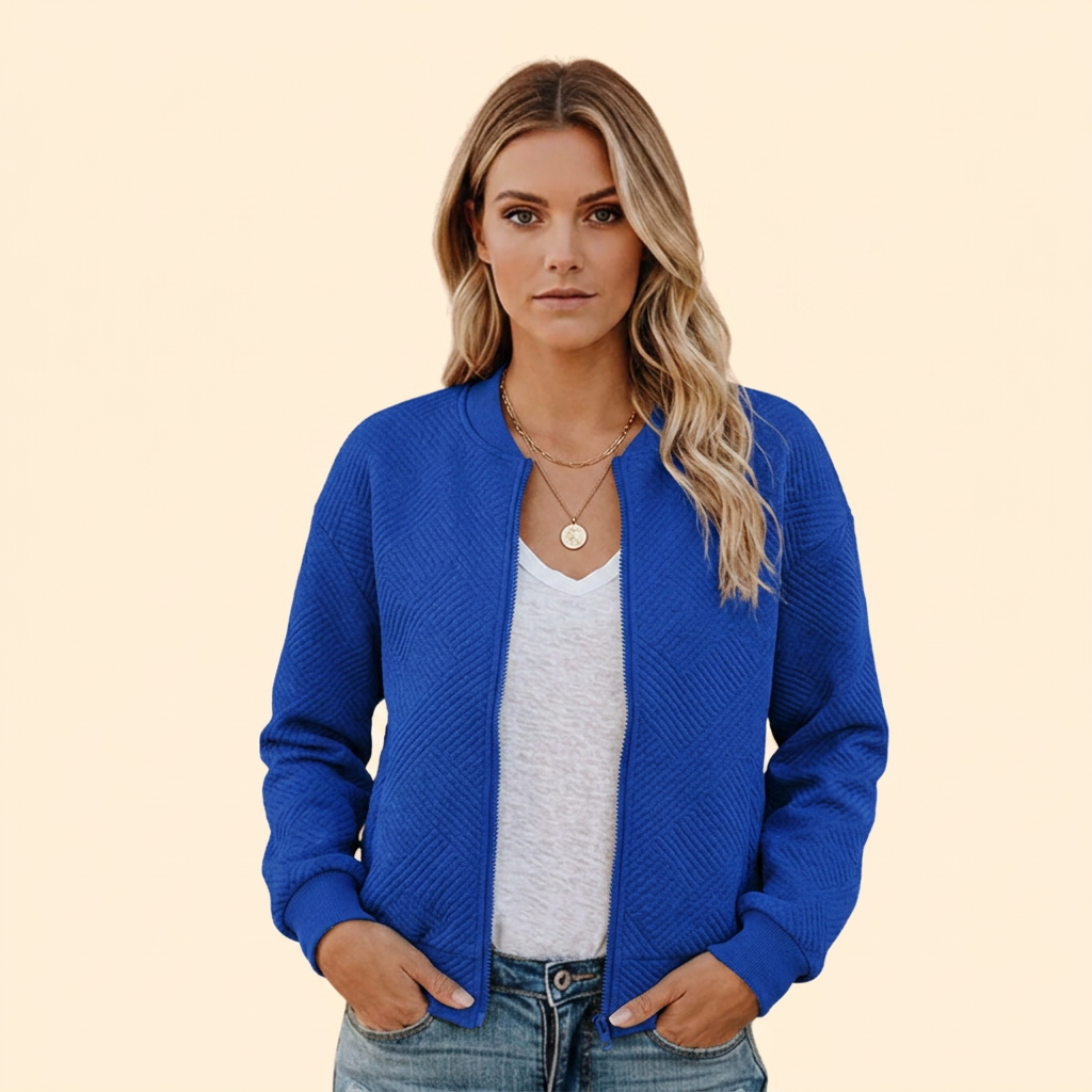 Women's Sherpa Zip-Up Bomber Jacket – Blue