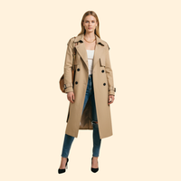 Women's Trench-Style Double-Breasted Jacket – Khaki