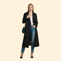 Women's Trench-Style Double-Breasted Jacket – Black
