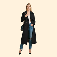 Women's Trench-Style Double-Breasted Jacket – Black