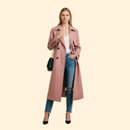 Women's Trench-Style Double-Breasted Jacket – Pink