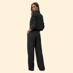 Women's Two-Piece Pinstripe Suit – Cropped Blazer & Wide-Leg Trousers