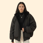 Women's Hooded Full-Zip Winter Jacket – Black