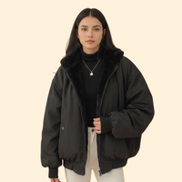 Women's Hooded Full-Zip Winter Jacket – Black