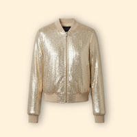 Women's Champagne Metallic Bomber Jacket