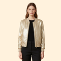 Women's Champagne Metallic Bomber Jacket – Champagne