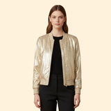 Women's Champagne Metallic Bomber Jacket
