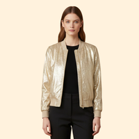 Women's Champagne Metallic Bomber Jacket – Champagne