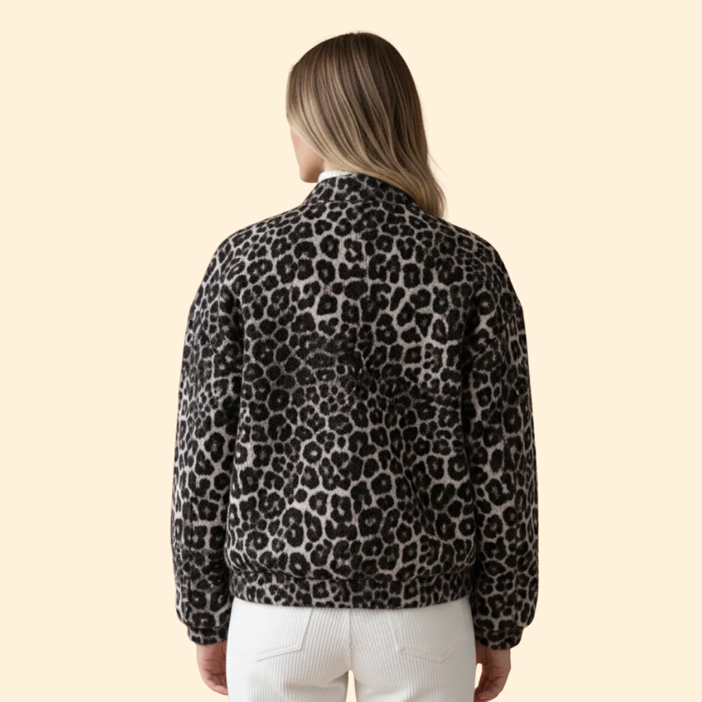 Women's Black Leopard Print Bomber Jacket