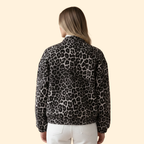Women's Black Leopard Print Bomber Jacket