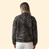 Women's Black Leopard Print Bomber Jacket