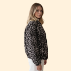 Women's Black Leopard Print Bomber Jacket