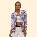 Women's Printed Bomber Jacket – Ribbed Cuffs – Purple