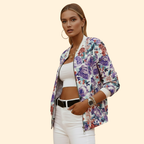 Women's Printed Bomber Jacket – Ribbed Cuffs