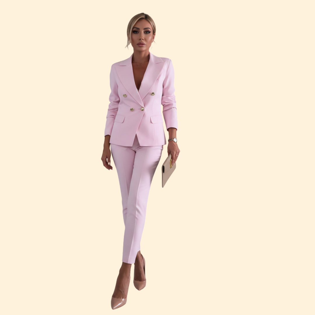Women's Trouser Suit Set – Office & Casual – Pink
