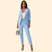 Women's Trouser Suit Set – Office & Casual – Light Blue