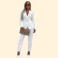 Women's Trouser Suit Set – Office & Casual – White