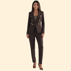 Women's Trouser Suit Set – Office & Casual – Brown