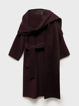 Women's Burgundy Belted Wool Blend Wrap Coat – Longline