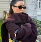 Women's Burgundy Belted Wool Blend Wrap Coat – Longline