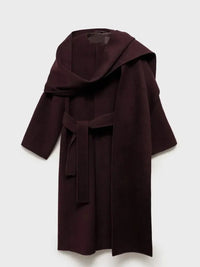 Women's Burgundy Belted Wool Blend Wrap Coat – Longline