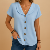 Women's Button Blouse | Lightweight Fabric | Elegant Casual or Office Wear | Multiple Color Options Available