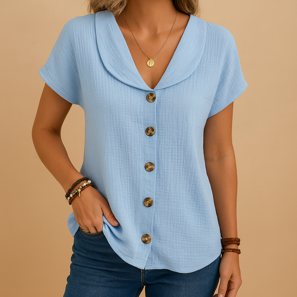 Women's Button Blouse | Lightweight Fabric | Elegant Casual or Office Wear | Multiple Color Options Available