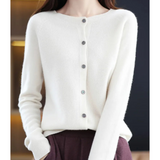 Women's Cashmere Cardigan – Classic Layering Knit – White