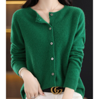 Women's Cashmere Cardigan – Classic Layering Knit – Dark green