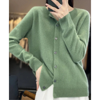 Women's Cashmere Cardigan – Classic Layering Knit – Light green