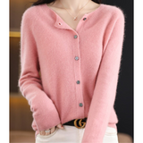 Women's Cashmere Cardigan – Classic Layering Knit – Light Pink