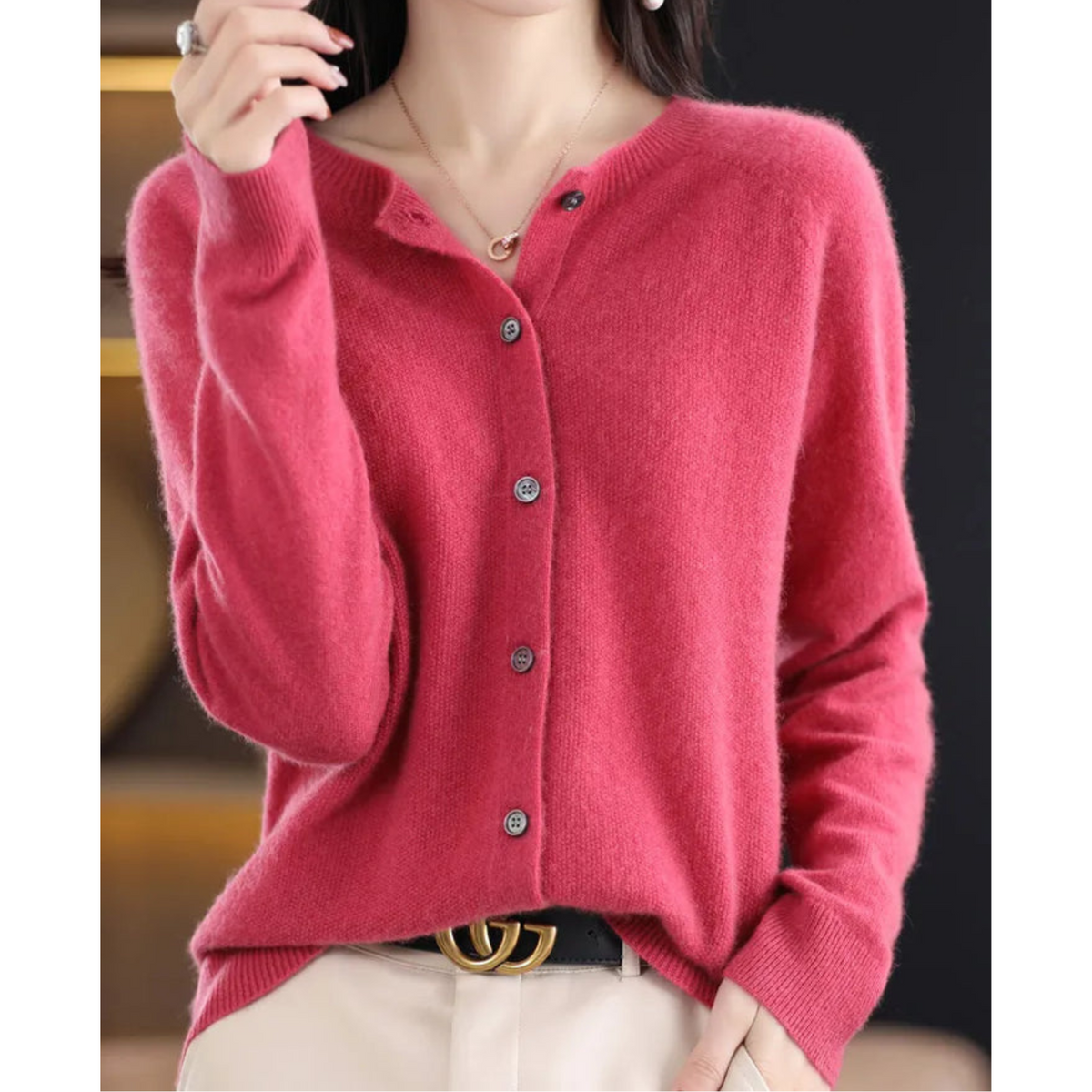 Women's Cashmere Cardigan – Classic Layering Knit – Lilac