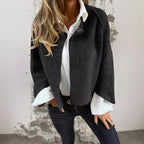 Women's Short Loose-Fit Jacket – Office & Casual – Black