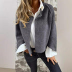 Women's Short Loose-Fit Jacket – Office & Casual – Gray