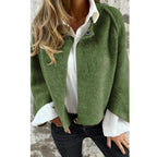 Women's Short Loose-Fit Jacket – Office & Casual – Green