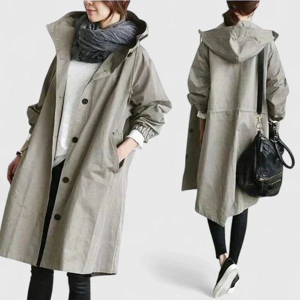 Women's Oversized Hooded Coat – Everyday Winter Layer – Light Grey