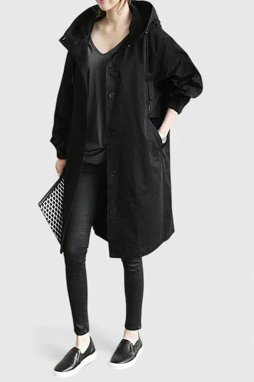 Women's Oversized Hooded Coat – Everyday Winter Layer – Black
