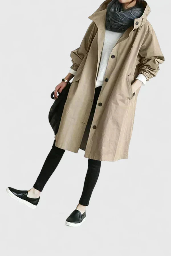 Women's Oversized Hooded Coat – Everyday Winter Layer – Beige