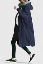 Women's Oversized Hooded Coat – Everyday Winter Layer – Navy Blue